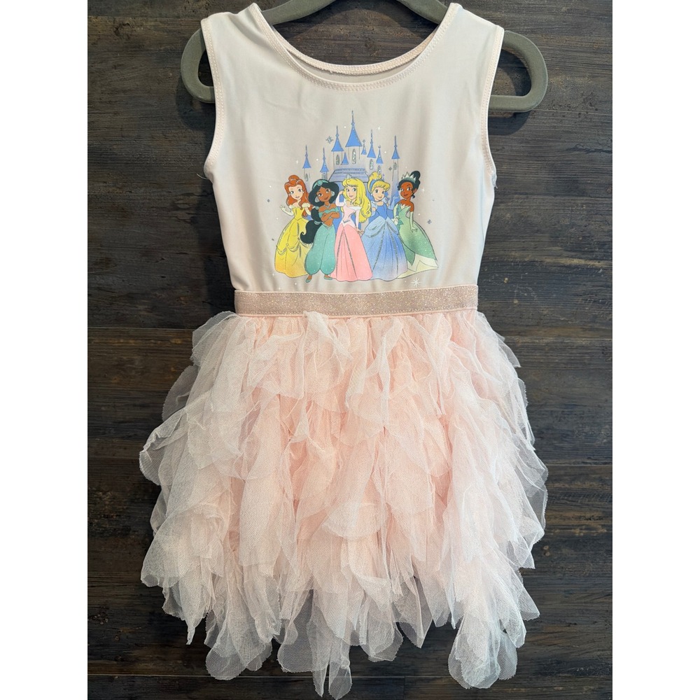 Disney Princess Pink Tutu Dress Toddler 2T Belle Jasmine Aurora Cinderella Tiana
